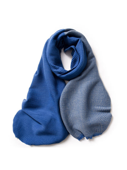 Scarvii - Double-Sided Crinkle Colorblock Long Scarf