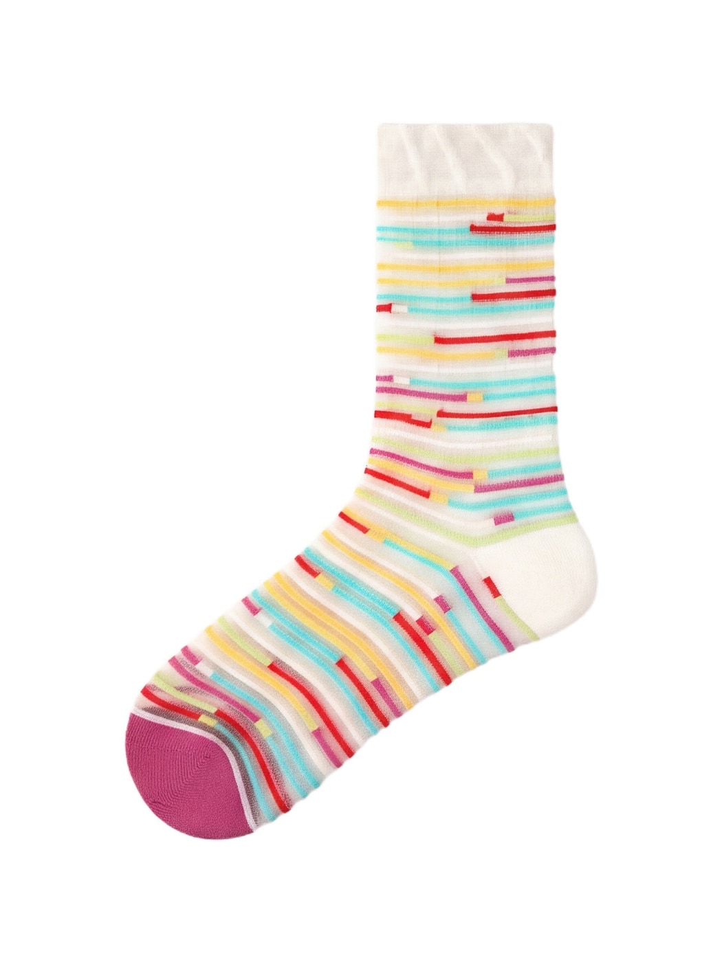 Rufia - Colorful Sheer Floral Stripe Crew Socks