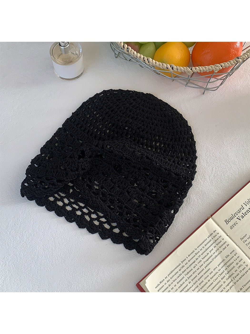Haila - Women's Hollow Out Floral Knit Hat Cap