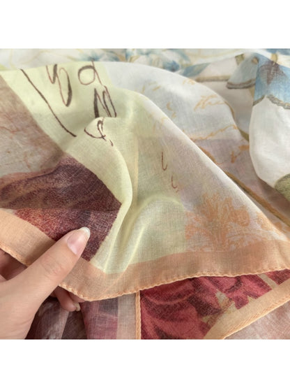 Scarvii - Soft Tone Patterned Square Scarf