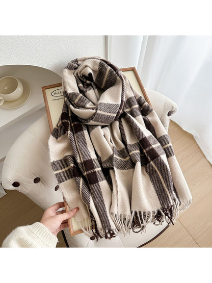 Scarvii - Classic Plaid Tassel Winter Wrap Scarf