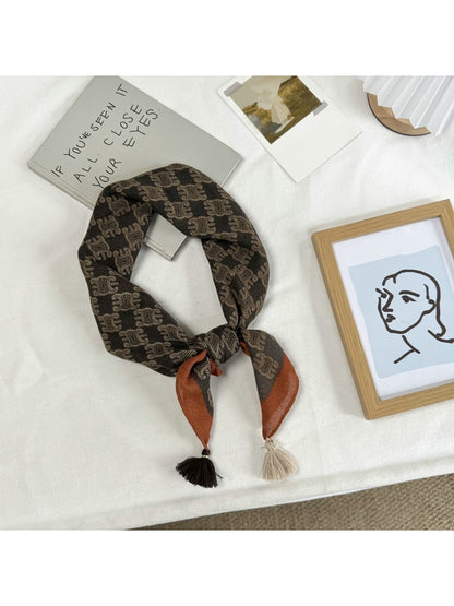 Scarvii - Edgy Printed Tassel Trim Square Scarf
