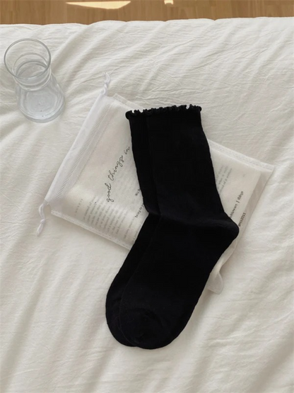 Rufia - Pointelle Ruffled-Cuff Socks