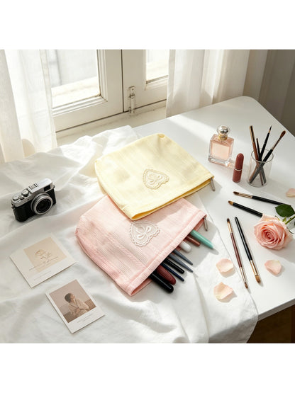 Cosbai - Heart and Bow Design Zip Pouch