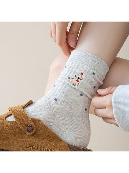 Rufia - Winter Mid-Calf Socks with Cartoon Animal Pattern