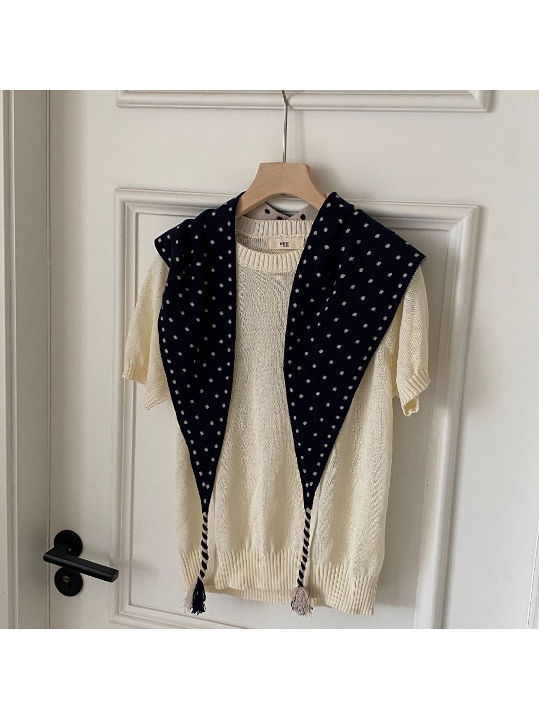 Scarvii - Polka Dot Tassel Triangle Scarf