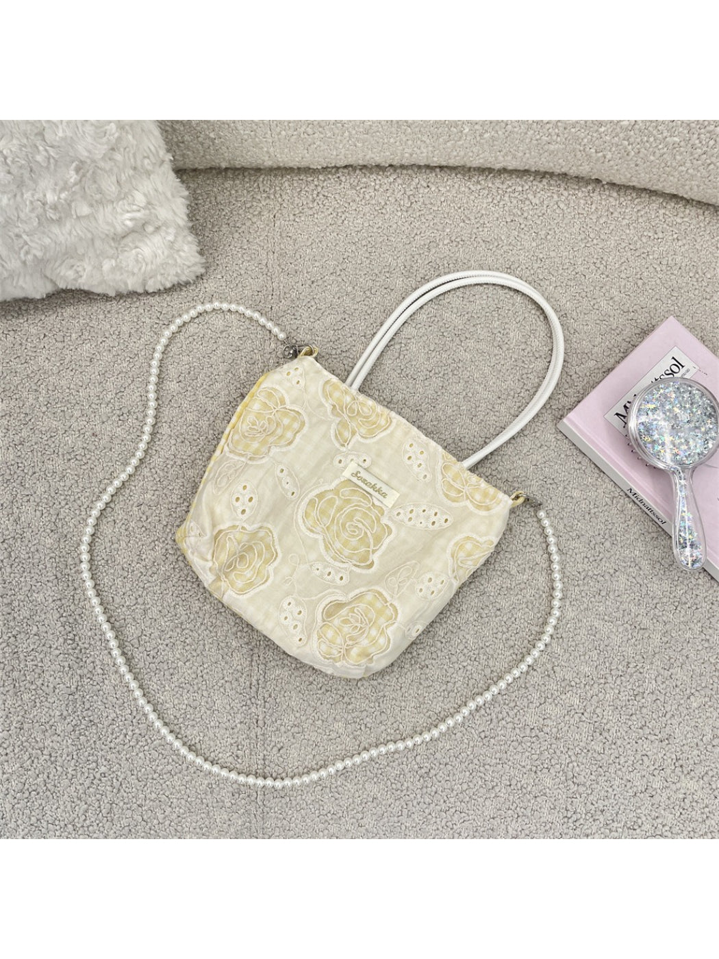 Cosbai - Embroidered Floral Mini Crossbody Bag