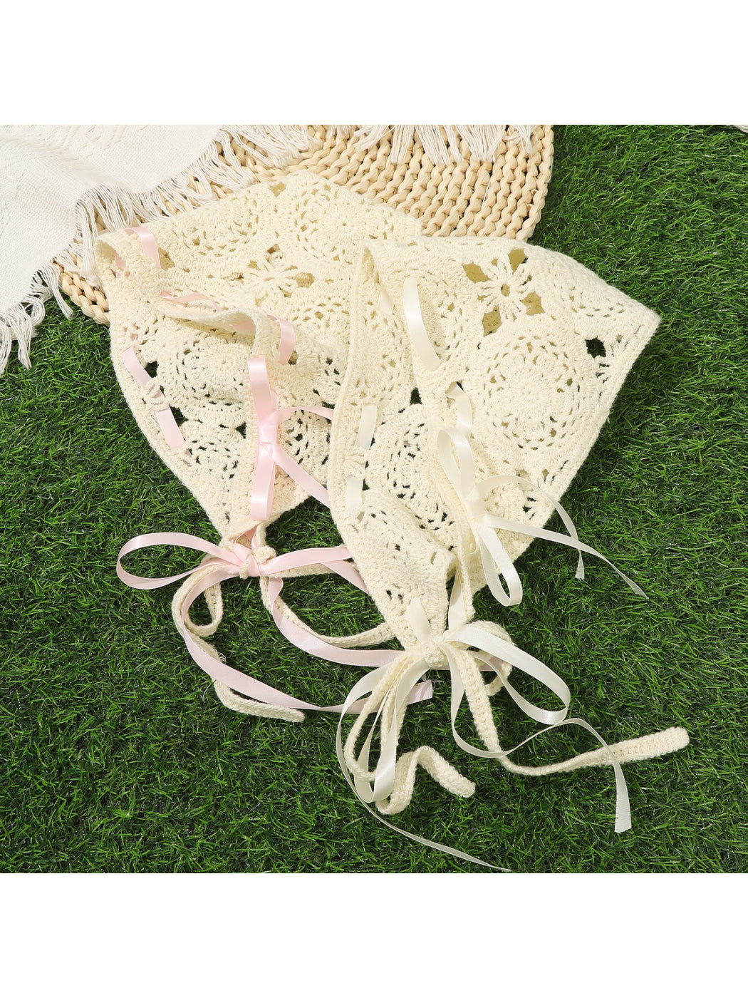 Scarvii Crochet Lace Ribbon Tie Hair Scarf