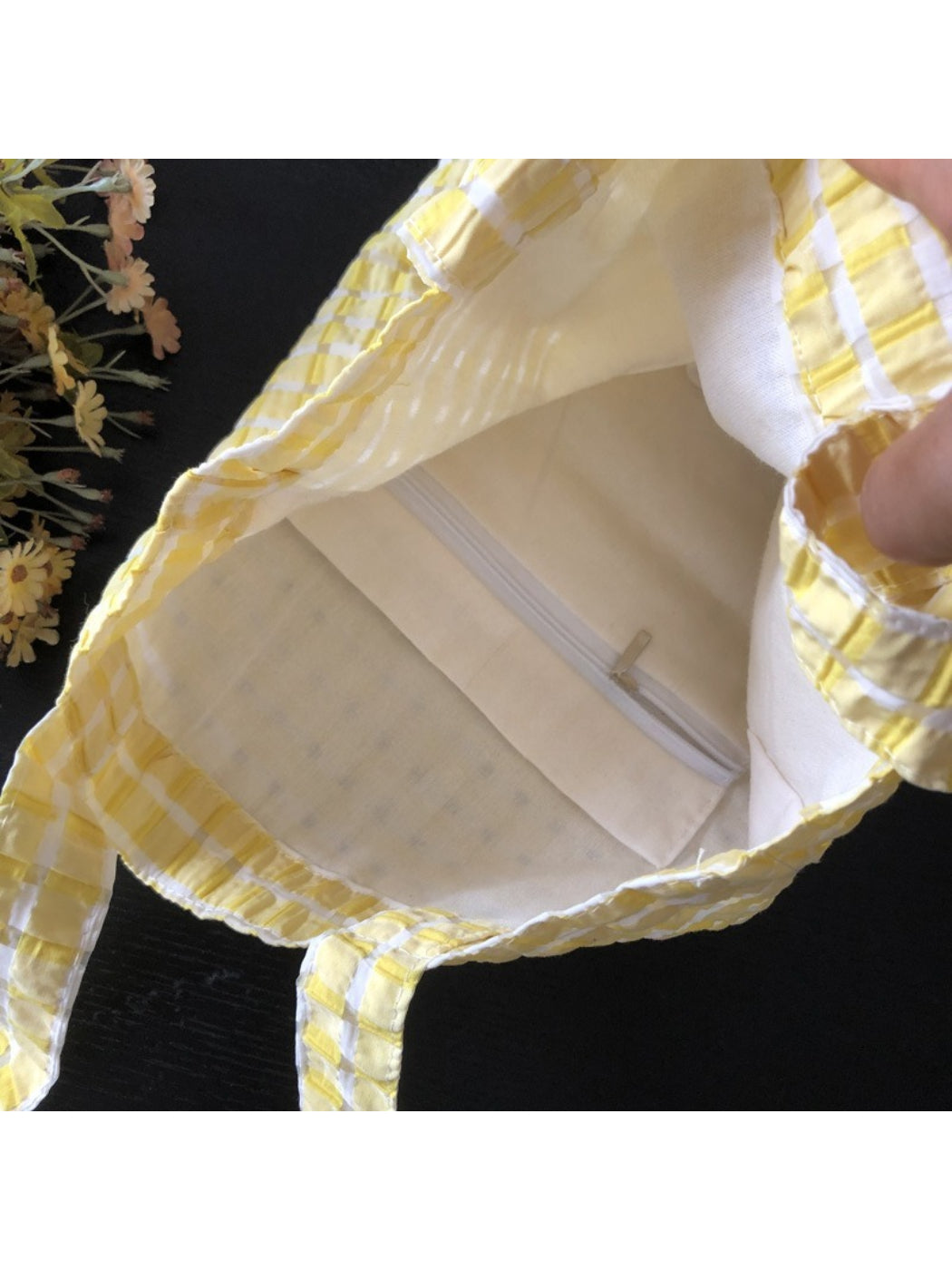 Top view of Cosbai lightweight shopper tote showing open interior and lining