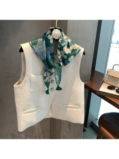 Scarvii - Dark Green Blossom Tree Print Square Scarf
