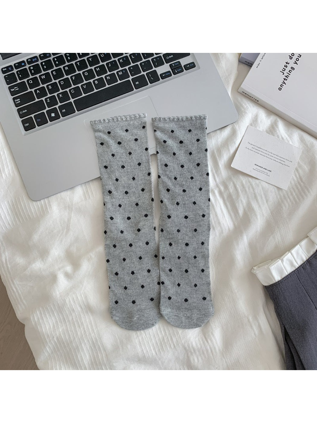 Rufia - Bow Lace Dot Knit Crew Socks product image 6