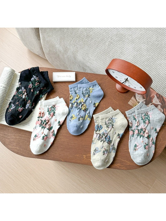 Rufia - Embroidered Mesh Floral Ankle Socks product image 1