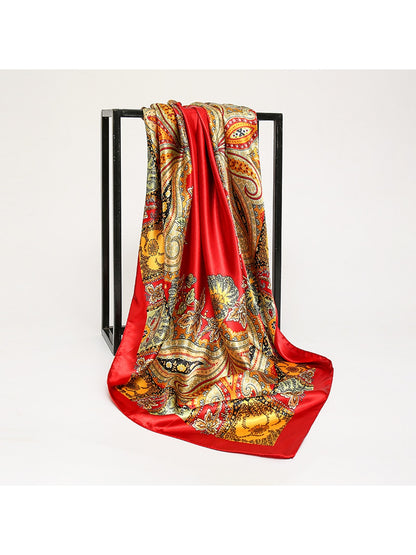 Scarvii - Bright Floral Pattern Fashion Square Scarf