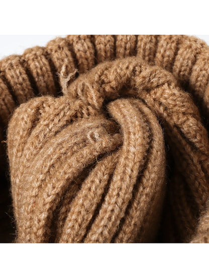 Haila - Solid Ribbed Cuffed Knit Beanie