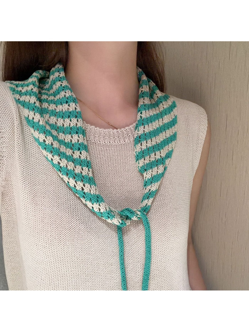 Scarvii - Geometric Stripe Tie-End Triangle Scarf