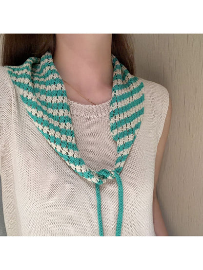 Scarvii - Geometric Stripe Tie-End Triangle Scarf