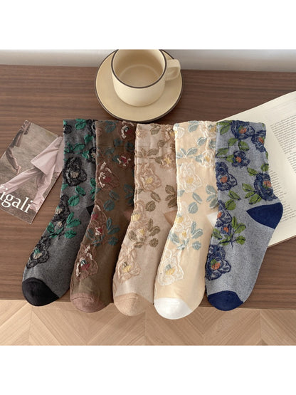 Rufia - Vintage Bloom Embroidered Crew Socks