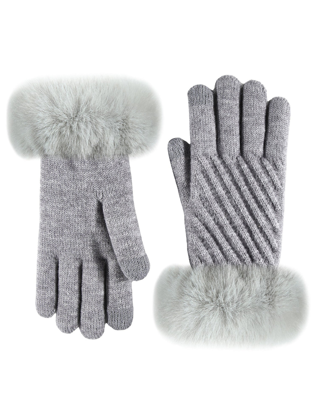 Gloving - Faux Fur Cuff Knit Winter Gloves
