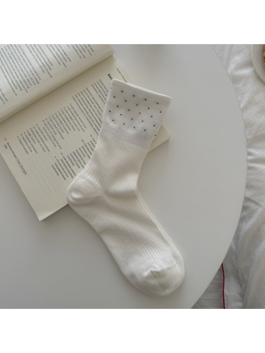 Rufia - Simple Decorative Mixed Pattern Crew Socks