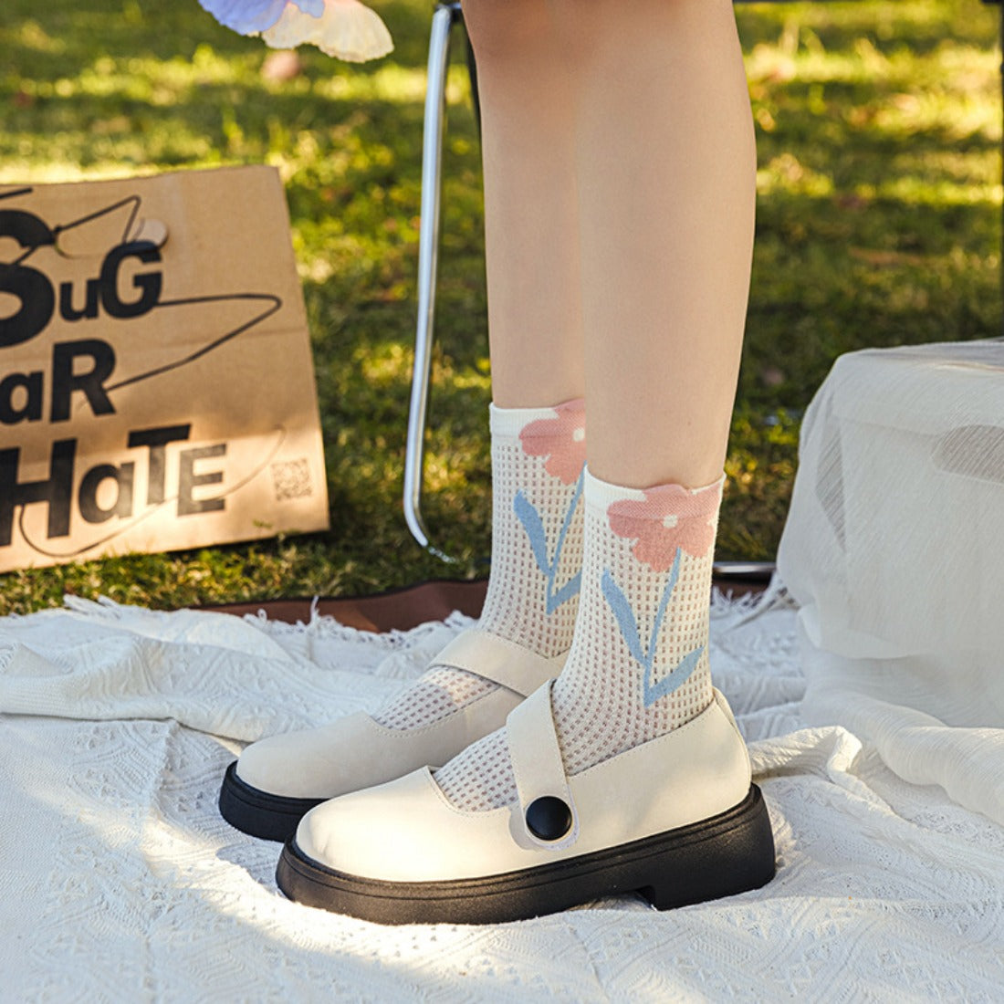 Rufia - Colorful Tulip Crew Socks