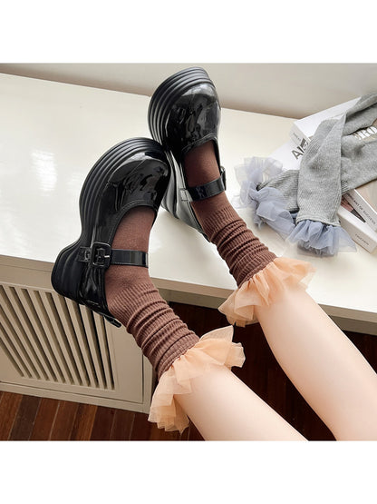 Rufia - Sweet Ruffle Trim Casual Crew Socks