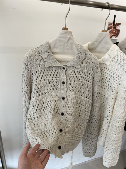 Crosa - Women S Fall Winter Edging Open Knit Cardigan