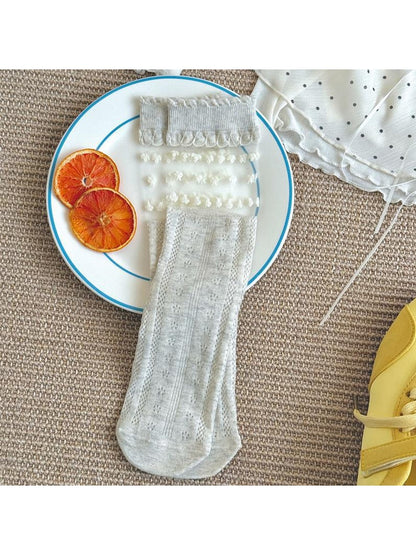 Rufia - Sweet Ruffled Detail Fashion Crew Socks