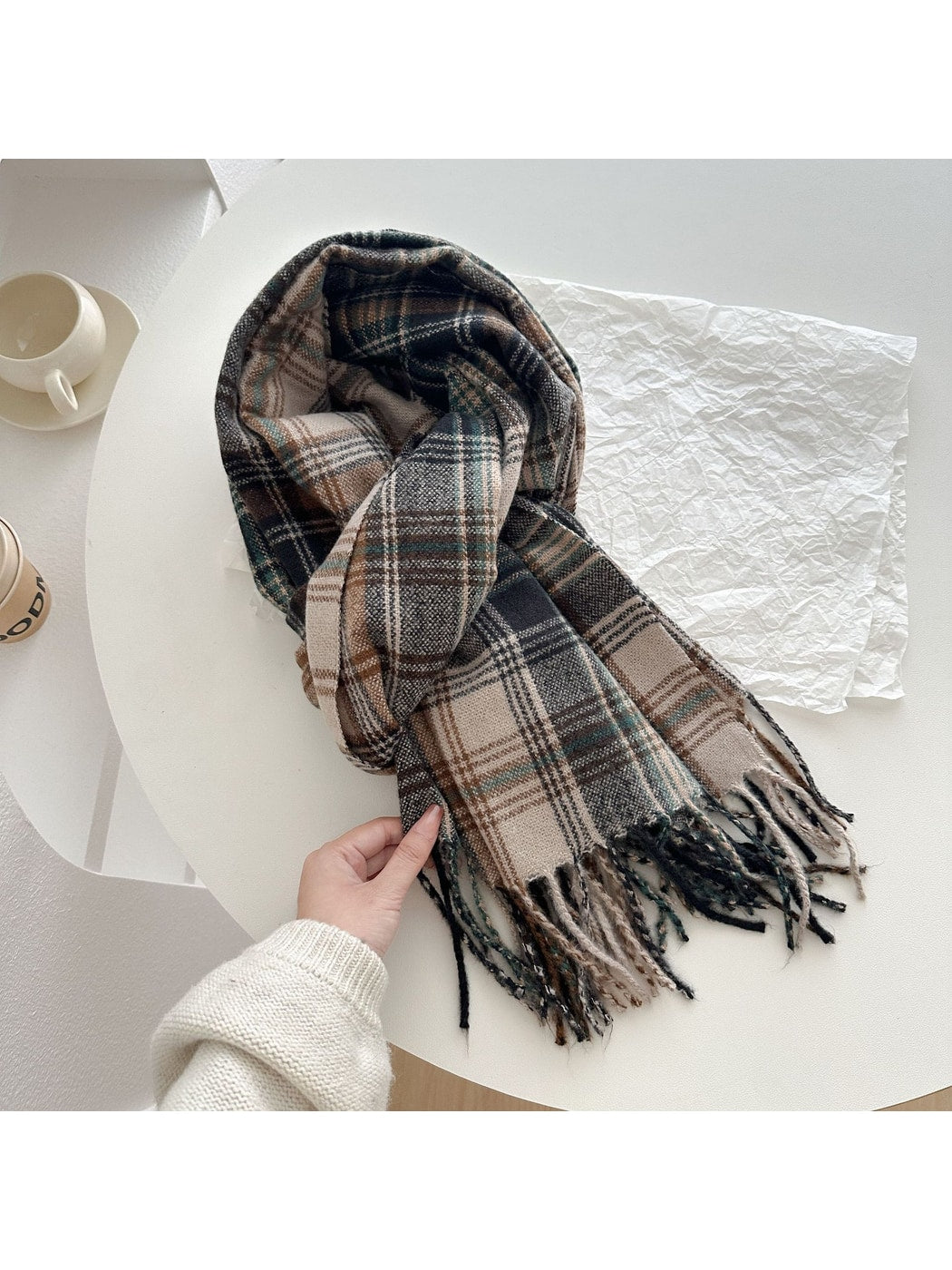 Scarvii - Classic Multicolor Plaid Fringed Winter Scarf