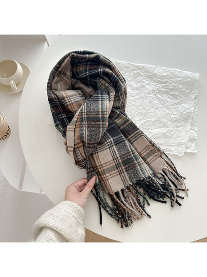 Scarvii - Classic Multicolor Plaid Fringed Winter Scarf