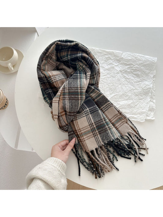 Scarvii - Classic Multicolor Plaid Fringed Winter Scarf
