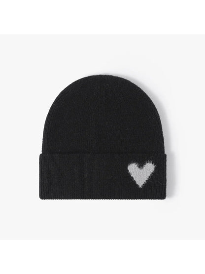 Haila - Heart Accent Cuffed Knit Beanie