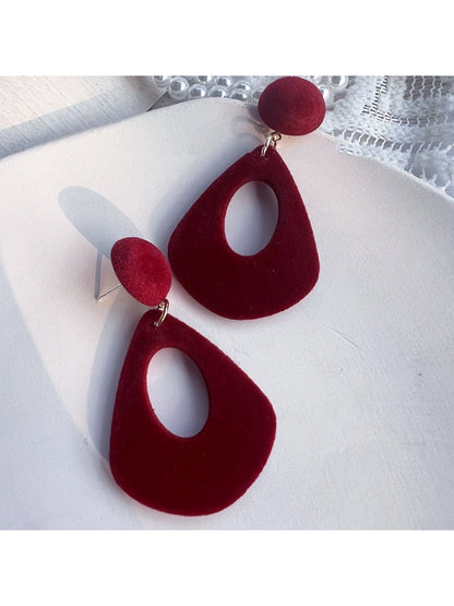 Earwish - Velvet Look Hollow Drop Earrings