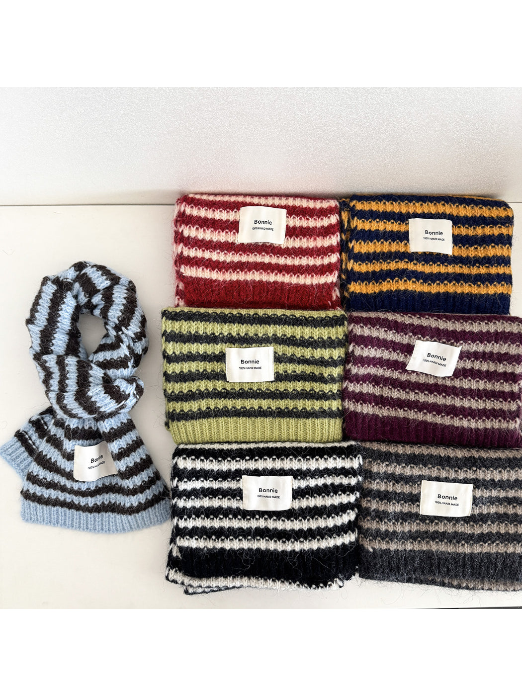 Scarvii - Bold Stripe Textured Knit Scarf