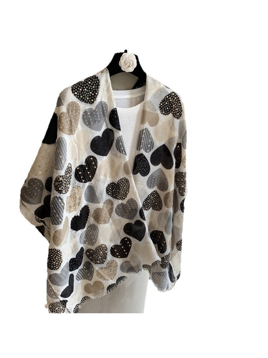 Scarvii Minimal Heart Pattern Printed Shawl Scarf product image