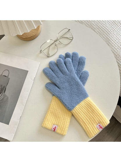 Gloving - Color Block Plush Finish Women's Winter Gloves