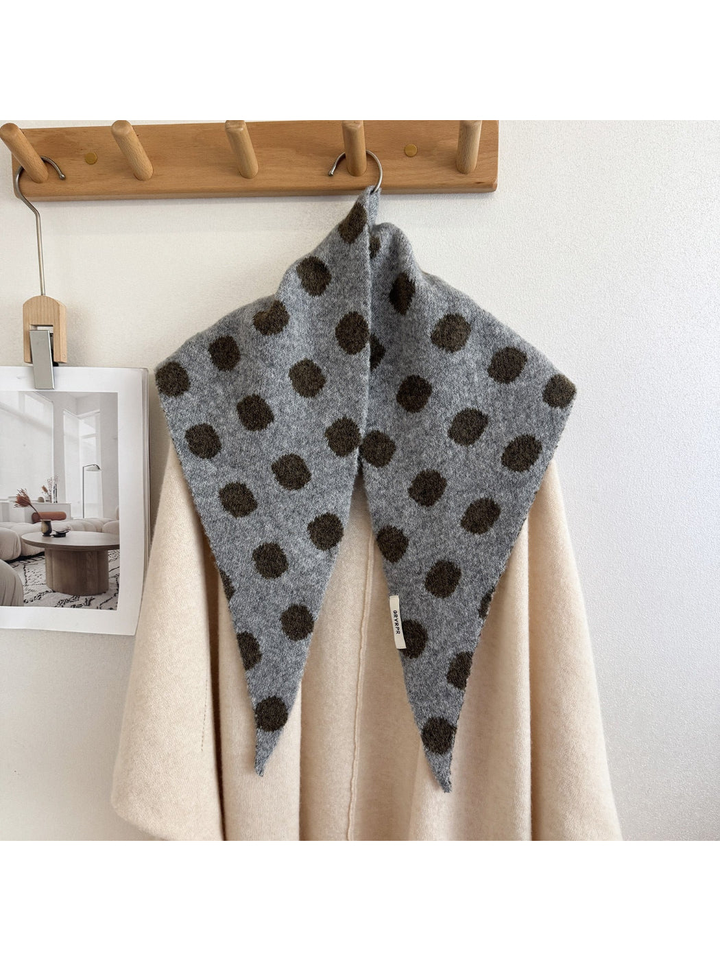 Scarvii - Fuzzy Polka Dot Triangle Scarf