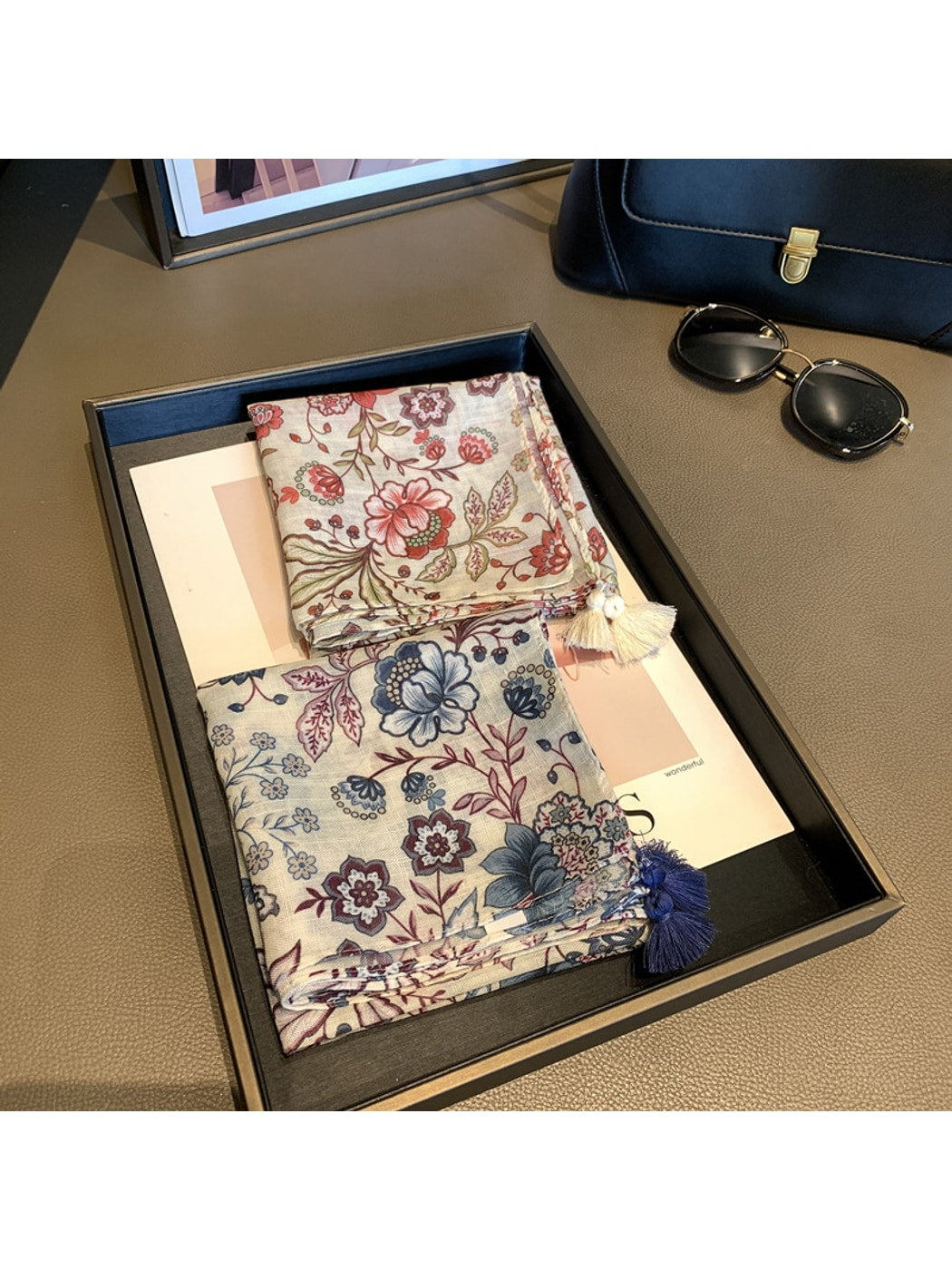 Scarvii - Lush Floral Print Decorative Square Scarf