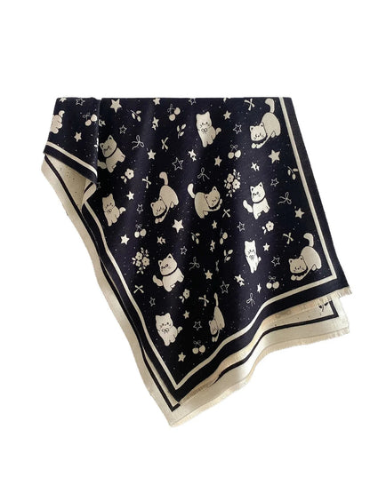 Scarvii - Cat, Star & Cherry Print Scarf