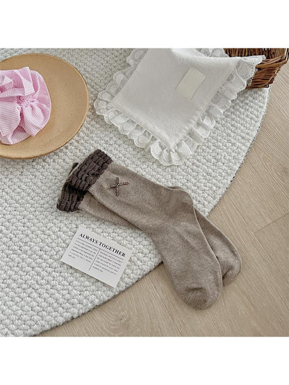 Rufia - Retro Bow Ruffle Cuff Crew Socks