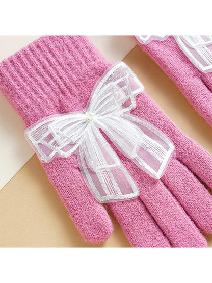 Gloving - Bow Detail Ribbed Cuff Gloves