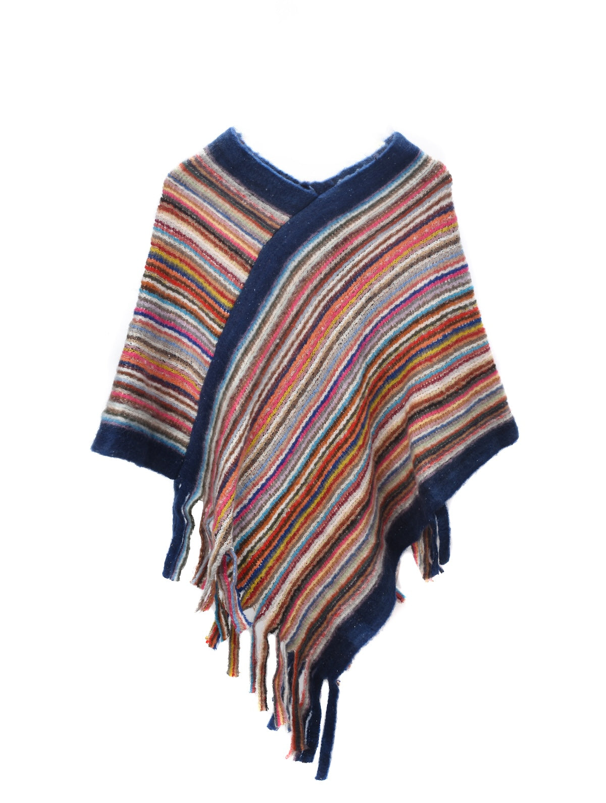 Scarvii – Striped Fringe Knit Shawl