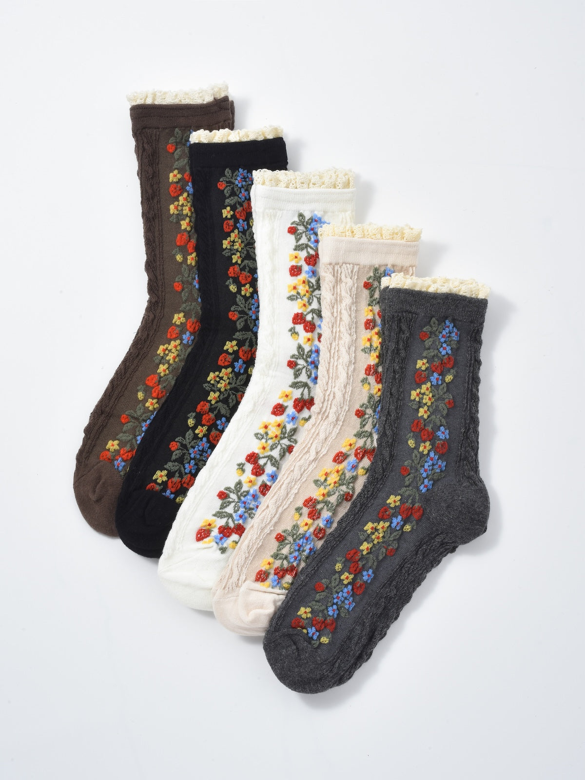 Rufia - Garden Trail Embroidered Crew Socks
