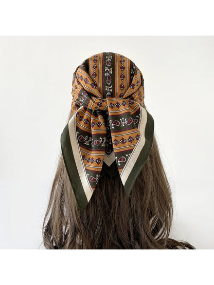 Scarvii - Paisley Geometric Stripe Square Scarf