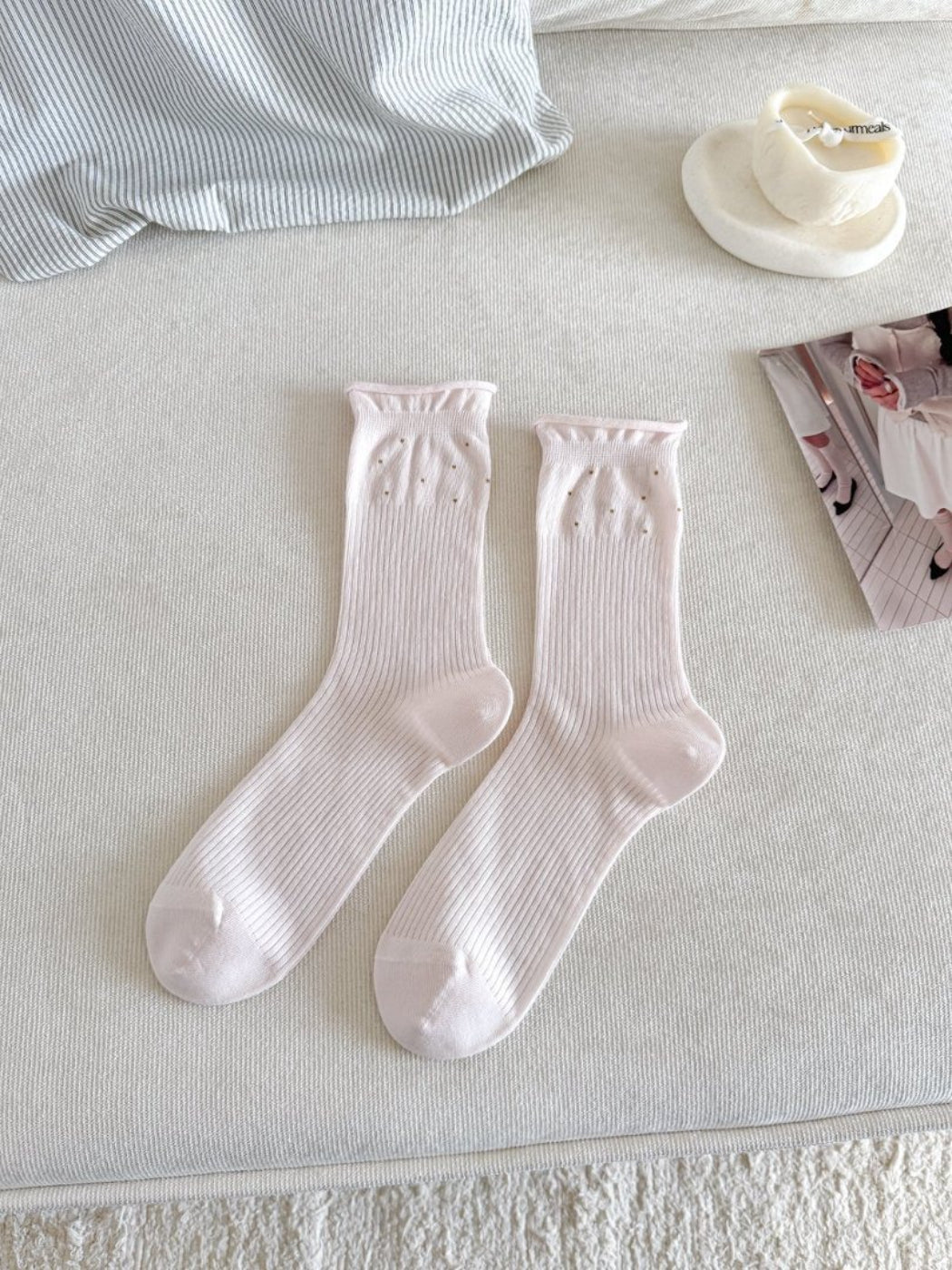 Rufia - Subtle Dot Ribbed Crew Socks product image 6