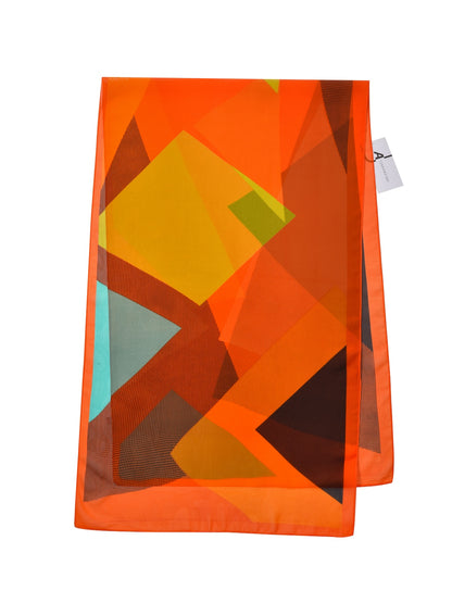 Scarvii - Geometric Color-Block Chiffon Scarf