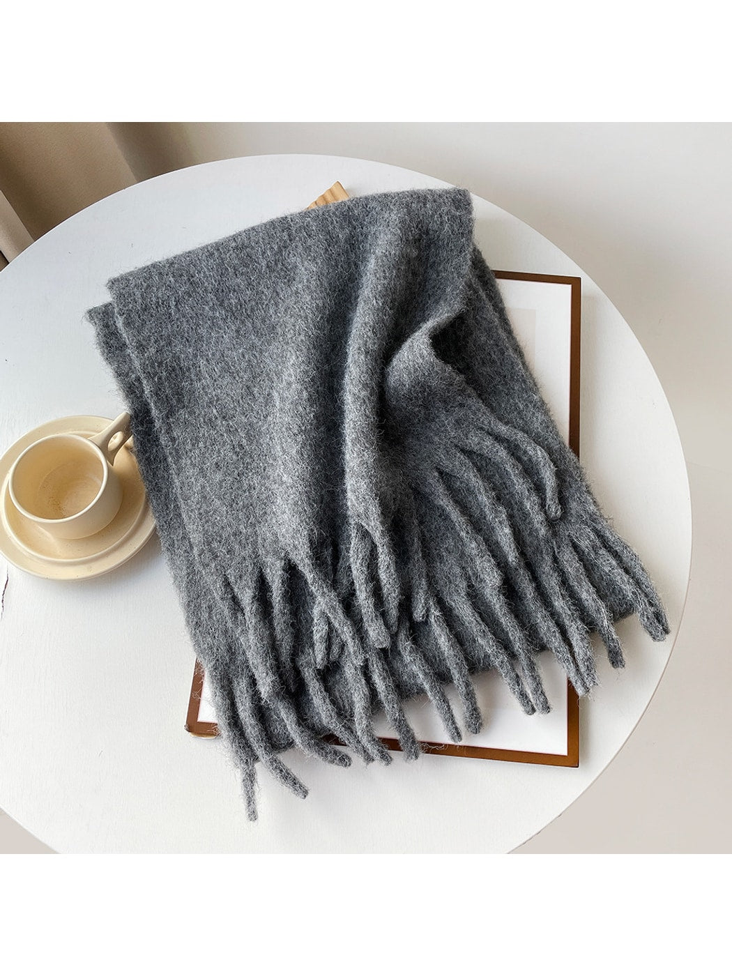 Scarvii - Brushed Solid Color Fringe Scarf