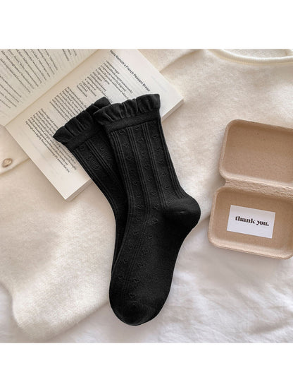 Rufia - Textured Ruffle Cuff Crew Socks product image 4