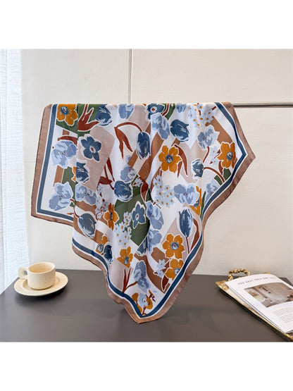 Scarvii - Floral Print Square Scarf