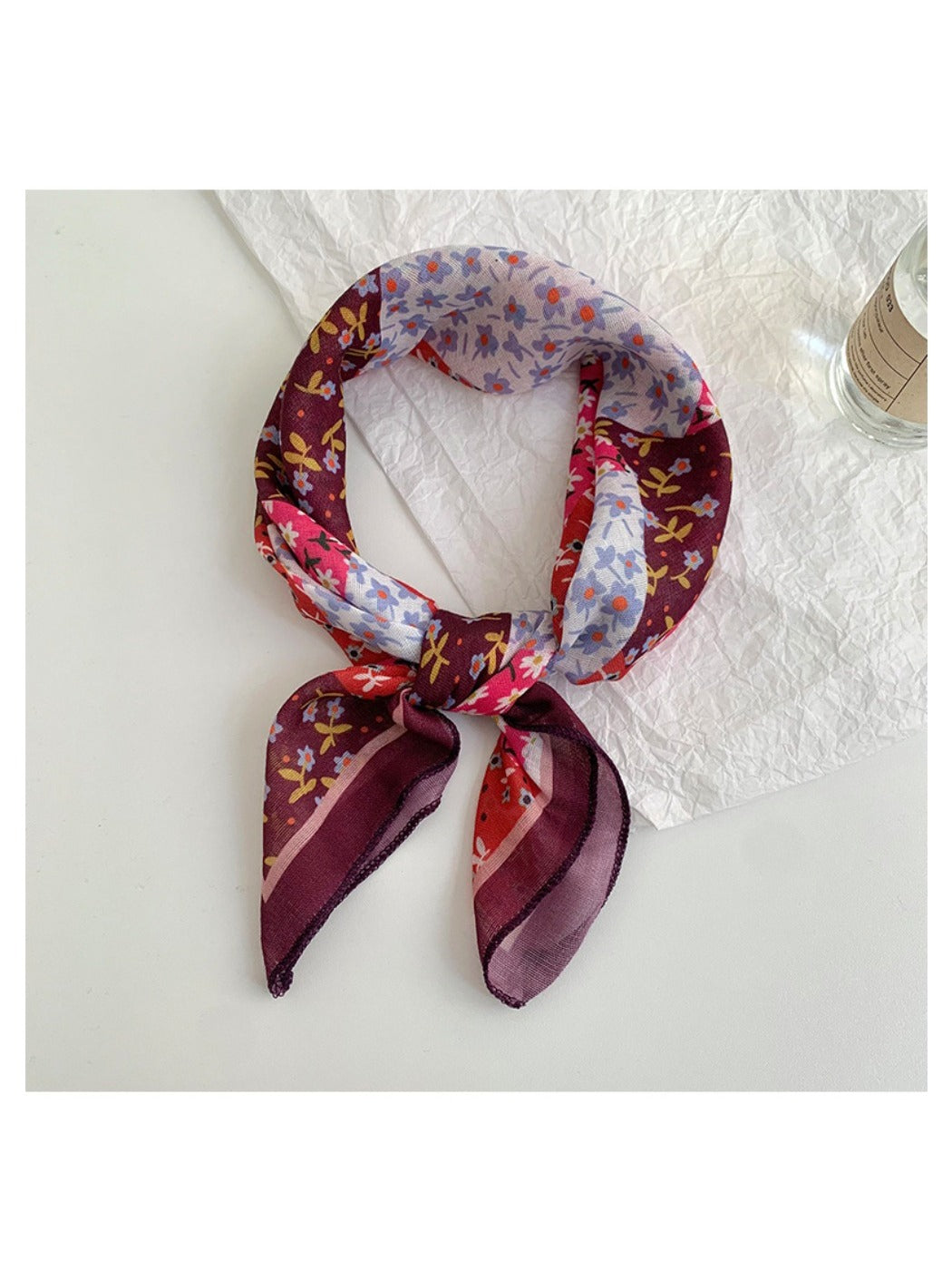 Scarvii - Spring Color Block Floral Square Headscarf