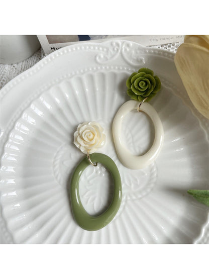 Earwish Rose Oval Hoop Earrings displayed on a white background showing oval shape